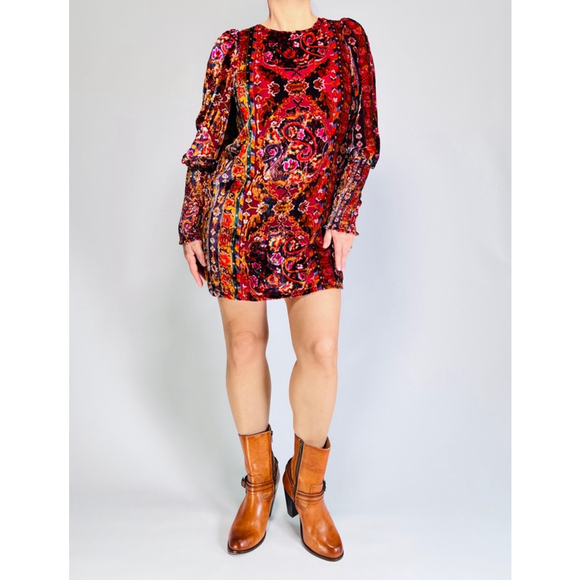 ANTHROPOLOGY Womens Dress Velvet Mini Cocktail Dress Size 4 Burgundy Red Orange - Picture 13 of 15